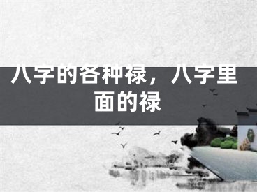 八字的各种禄，八字里面的禄