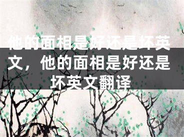 他的面相是好还是坏英文，他的面相是好还是坏英文翻译