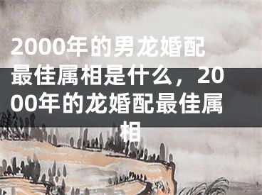 2000年的男龙婚配最佳属相是什么，2000年的龙婚配最佳属相