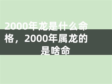 2000年龙是什么命格，2000年属龙的是啥命