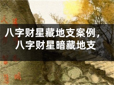 八字财星藏地支案例，八字财星暗藏地支