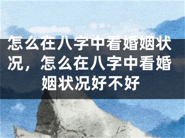 怎么在八字中看婚姻状况，怎么在八字中看婚姻状况好不好