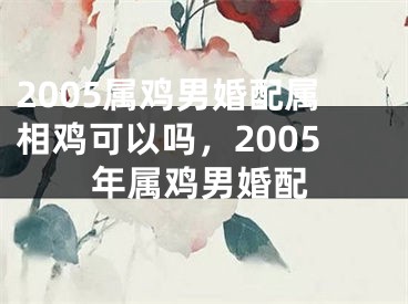 2005属鸡男婚配属相鸡可以吗，2005年属鸡男婚配