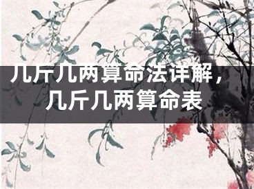 几斤几两算命法详解，几斤几两算命表