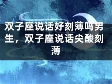 双子座说话好刻薄吗男生，双子座说话尖酸刻薄