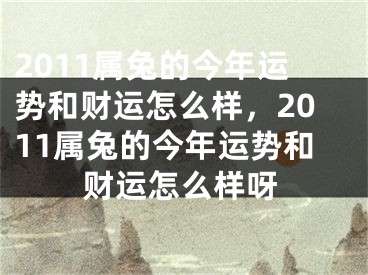 2011属兔的今年运势和财运怎么样,2011属兔的今年运势和财运怎么样呀