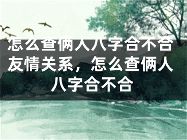 怎么查俩人八字合不合友情关系,怎么查俩人八字合不合
