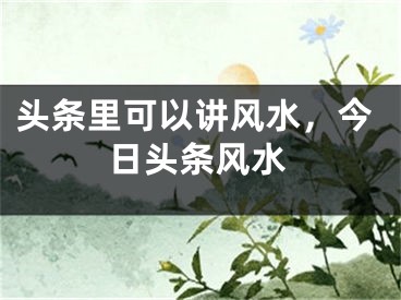 头条里可以讲风水，今日头条风水
