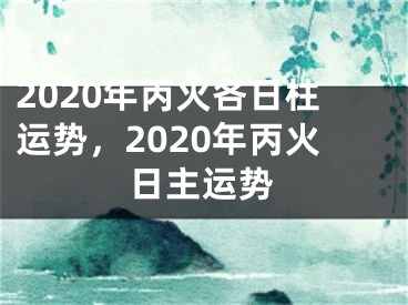2020年丙火各日柱运势，2020年丙火日主运势
