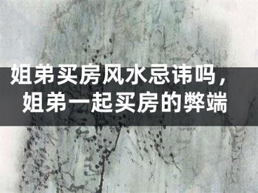 姐弟买房风水忌讳吗，姐弟一起买房的弊端