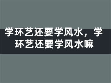 学环艺还要学风水，学环艺还要学风水嘛
