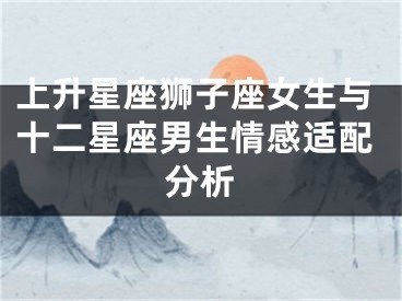 上升星座狮子座女生与十二星座男生情感适配分析