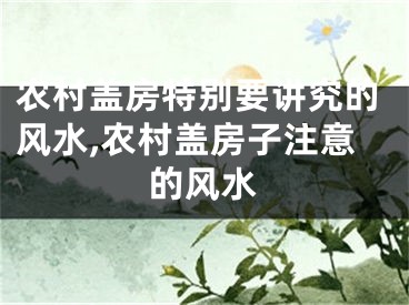 农村盖房特别要讲究的风水,农村盖房子注意的风水