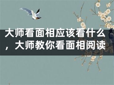 大师看面相应该看什么，大师教你看面相阅读