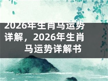 2026年生肖马运势详解，2026年生肖马运势详解书