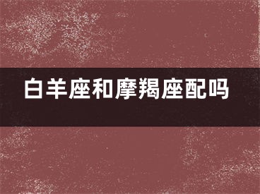 白羊座和摩羯座配吗