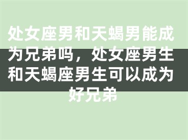 处女座男和天蝎男能成为兄弟吗，处女座男生和天蝎座男生可以成为好兄弟