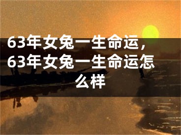 63年女兔一生命运，63年女兔一生命运怎么样