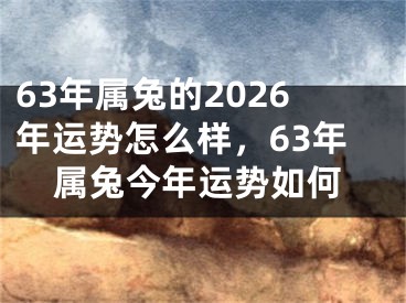 63年属兔的2026年运势怎么样，63年属兔今年运势如何