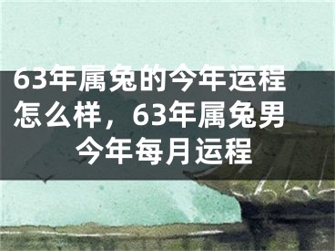 63年属兔的今年运程怎么样，63年属兔男今年每月运程