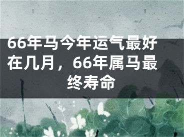 66年马今年运气最好在几月,66年属马最终寿命