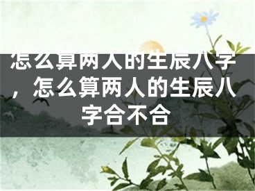 怎么算两人的生辰八字，怎么算两人的生辰八字合不合