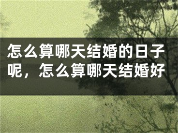 怎么算哪天结婚的日子呢，怎么算哪天结婚好