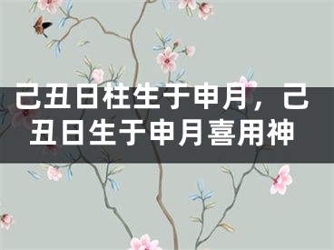 己丑日柱生于申月，己丑日生于申月喜用神