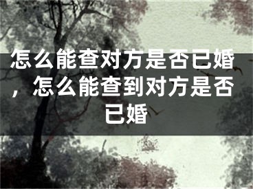 怎么能查对方是否已婚,怎么能查到对方是否已婚