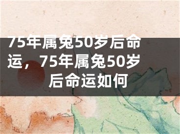 75年属兔50岁后命运，75年属兔50岁后命运如何
