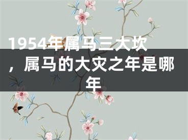 1954年属马三大坎，属马的大灾之年是哪年