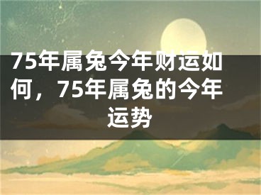 75年属兔今年财运如何，75年属兔的今年运势