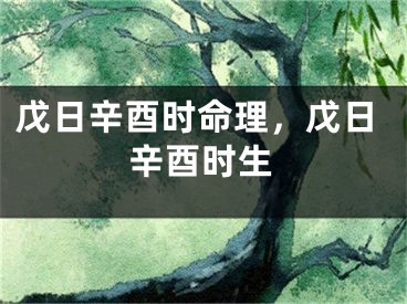 戊日辛酉时命理，戊日辛酉时生