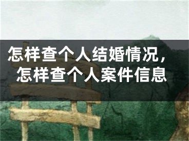 怎样查个人结婚情况，怎样查个人案件信息