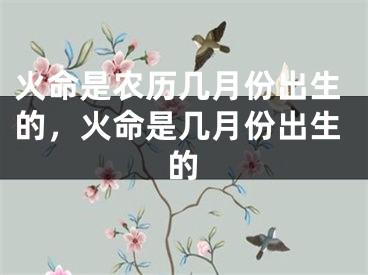 火命是农历几月份出生的,火命是几月份出生的