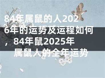 84年属鼠的人2026年的运势及运程如何，84年鼠2025年属鼠人的全年运势