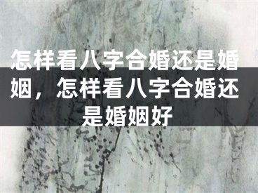 怎样看八字合婚还是婚姻，怎样看八字合婚还是婚姻好