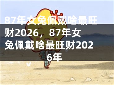 87年女兔佩戴啥最旺财2026，87年女兔佩戴啥最旺财2026年