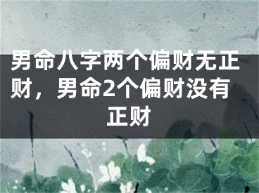男命八字两个偏财无正财，男命2个偏财没有正财