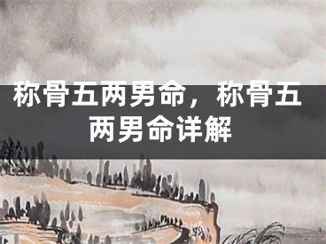 称骨五两男命，称骨五两男命详解