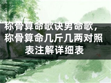 称骨算命歌诀男命歌，称骨算命几斤几两对照表注解详细表