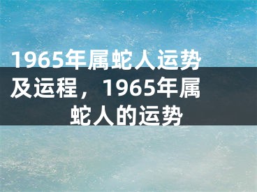 1965年属蛇人运势及运程，1965年属蛇人的运势