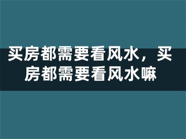 买房都需要看风水，买房都需要看风水嘛