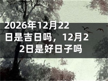 2026年12月22日是吉日吗,12月22日是好日子吗