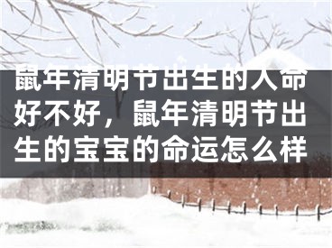 鼠年清明节出生的人命好不好，鼠年清明节出生的宝宝的命运怎么样