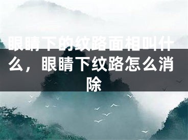 眼睛下的纹路面相叫什么，眼睛下纹路怎么消除
