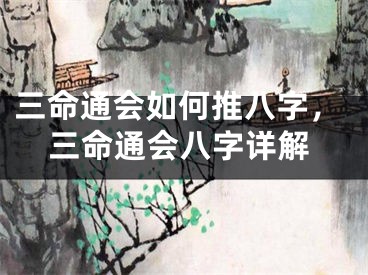 三命通会如何推八字,三命通会八字详解