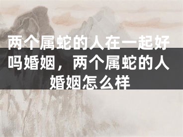 两个属蛇的人在一起好吗婚姻，两个属蛇的人婚姻怎么样