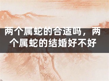 两个属蛇的合适吗，两个属蛇的结婚好不好