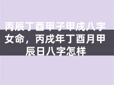 丙辰丁酉甲子甲戌八字女命，丙戌年丁酉月甲辰日八字怎样